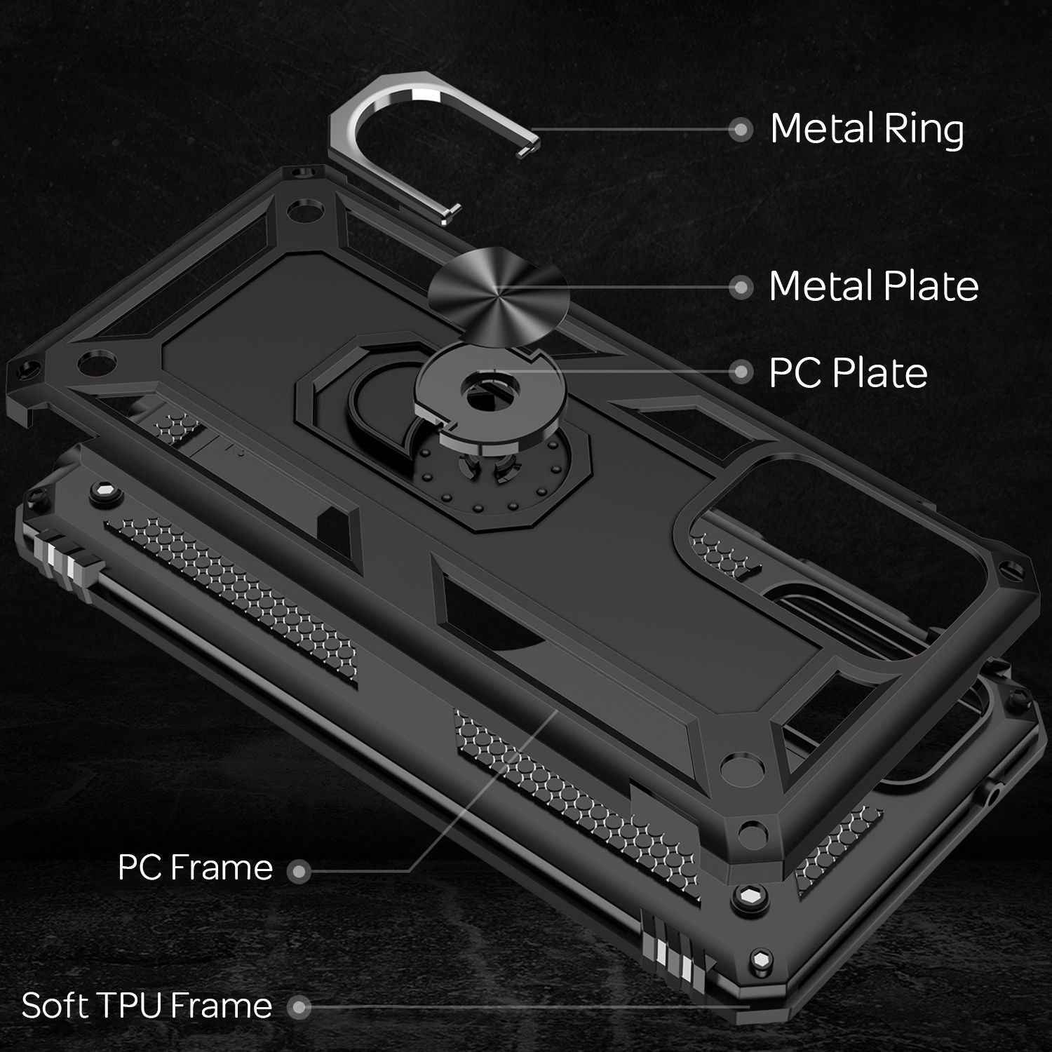 NALIA Ring Handyhülle für Samsung Galaxy A52 5G / A52 / A52s 5G, Kickstand Case