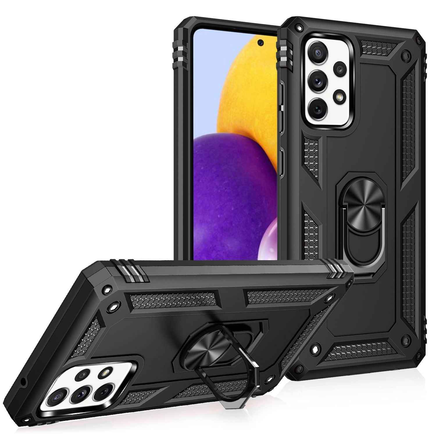 NALIA Ring Handyhülle für Samsung Galaxy A72, Silikon Cover & Hardcase Kratzfest