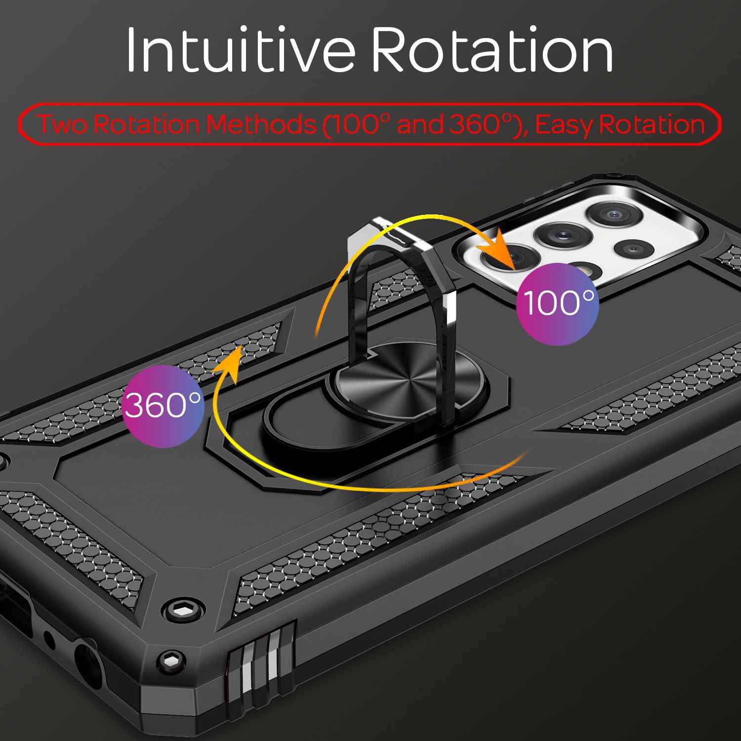 NALIA Ring Handyhülle für Samsung Galaxy A72, Silikon Cover & Hardcase Kratzfest