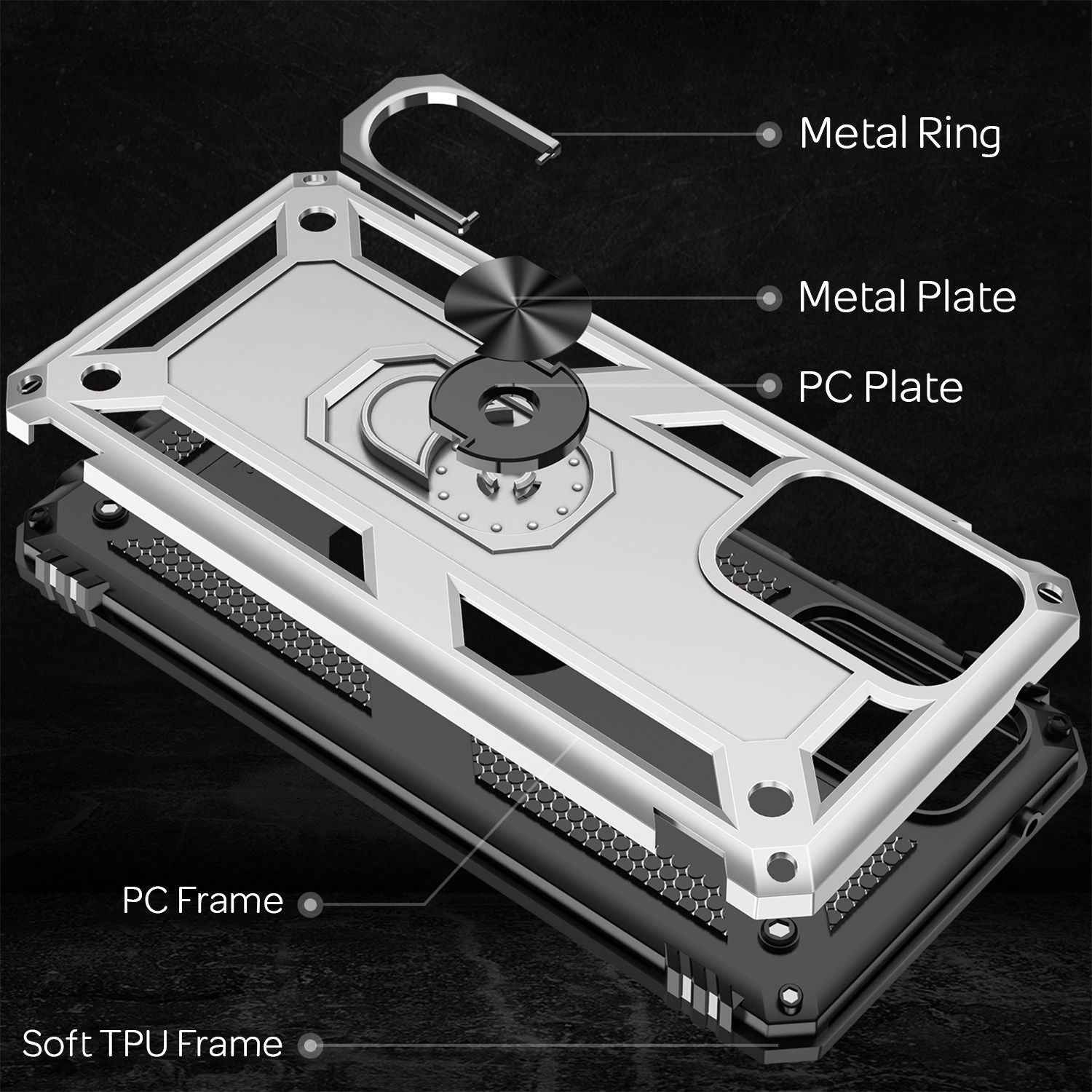 NALIA Ring Handyhülle für Samsung Galaxy A72, Silikon Cover & Hardcase Kratzfest