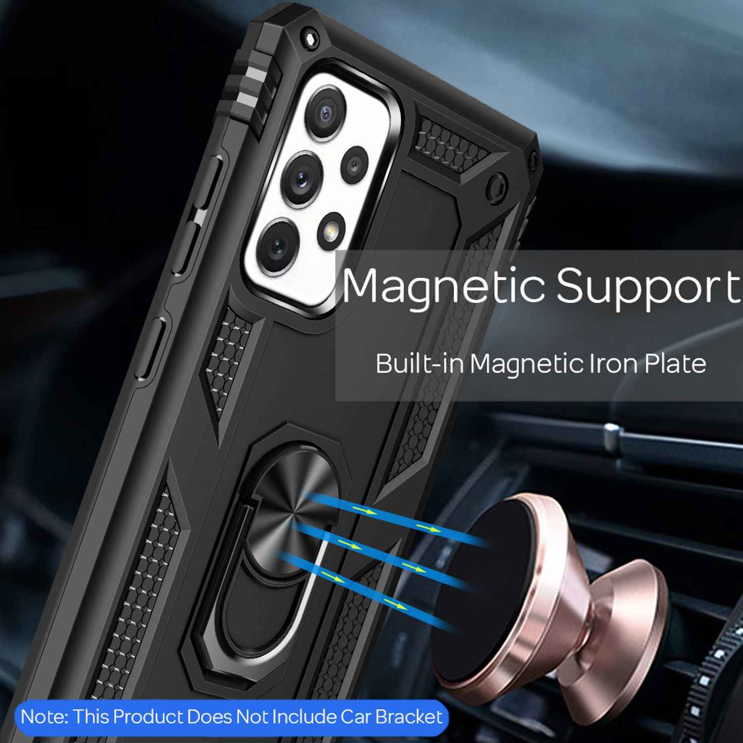 NALIA Ring Handyhülle für Samsung Galaxy A72, Silikon Cover & Hardcase Kratzfest