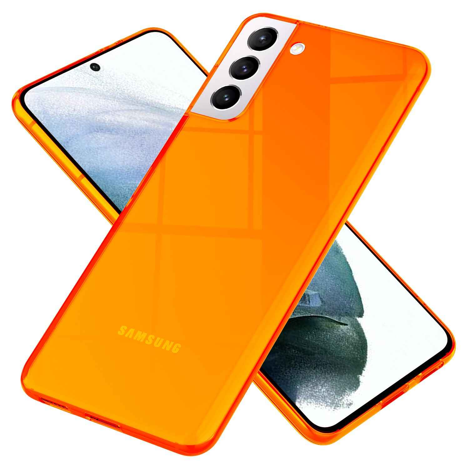 NALIA Neon Handy Hülle für Samsung Galaxy S21, Transparent Case Silikon Cover
