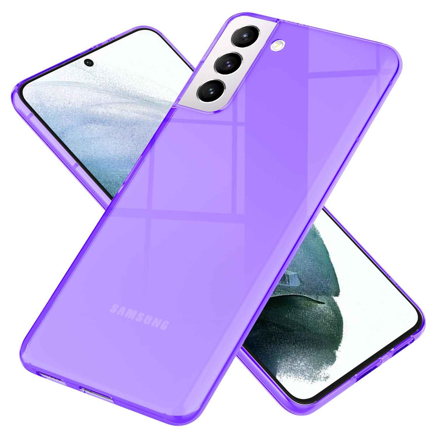 NALIA Neon Handy Hülle für Samsung Galaxy S21, Transparent Case Silikon Cover