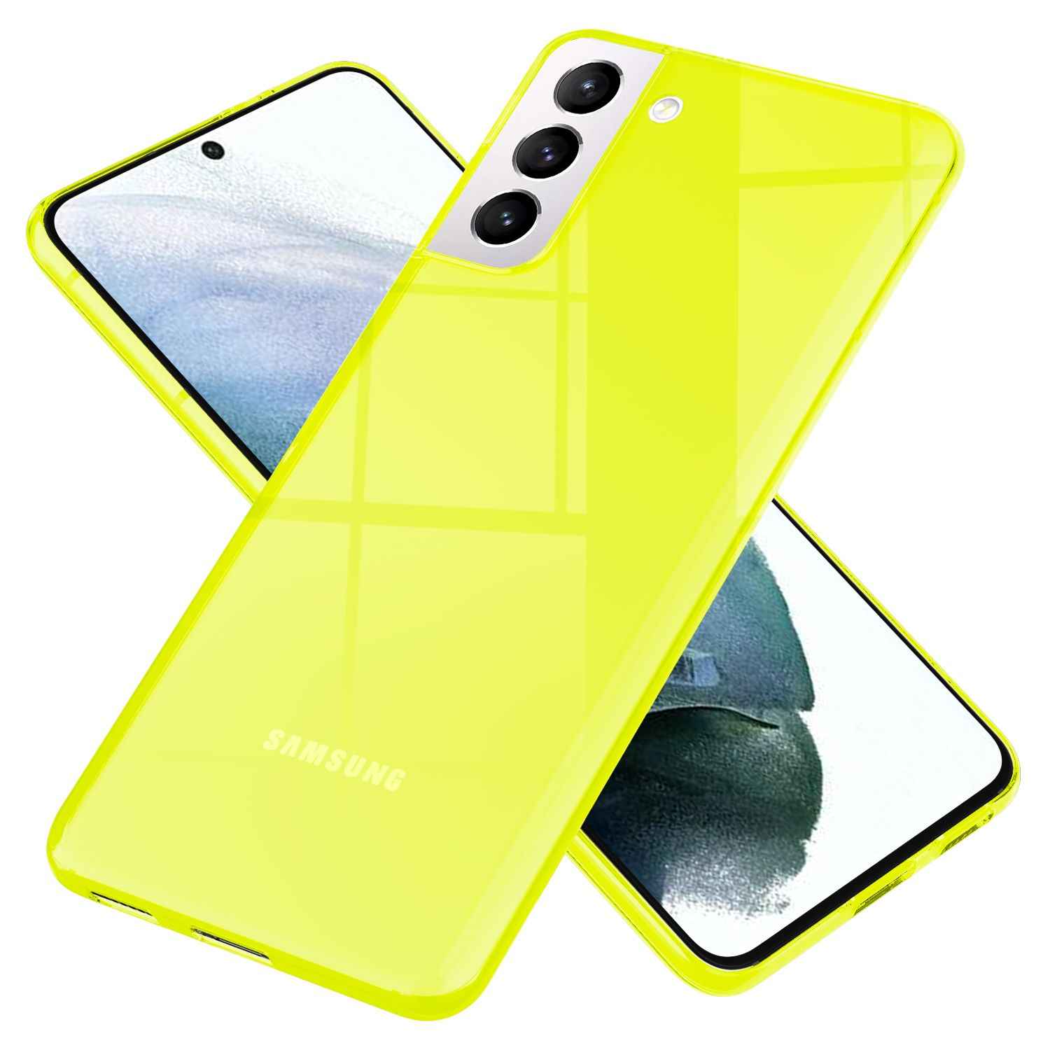 NALIA Neon Handy Hülle für Samsung Galaxy S21, Transparent Case Silikon Cover