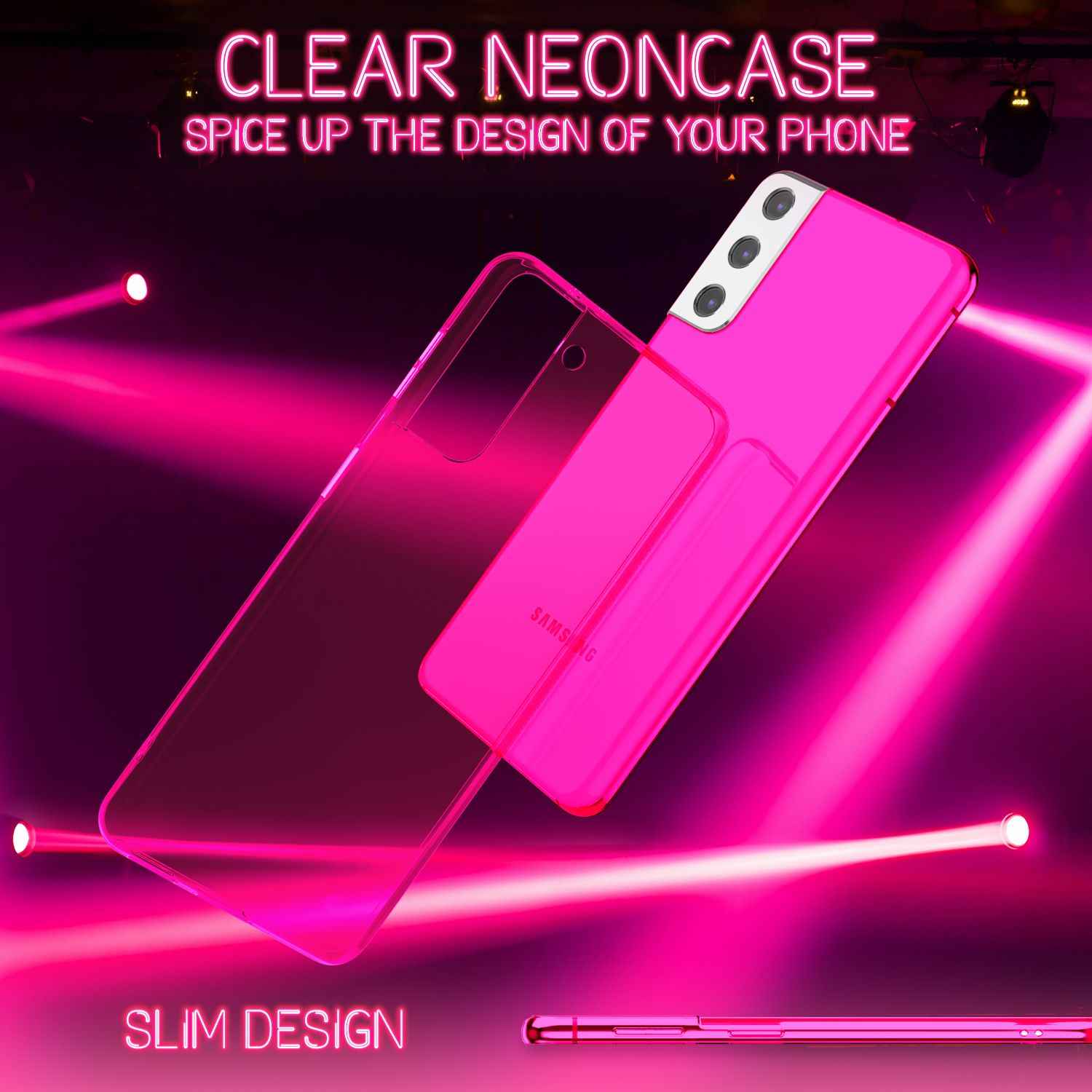 NALIA Neon Handy Hülle für Samsung Galaxy S21, Transparent Case Silikon Cover