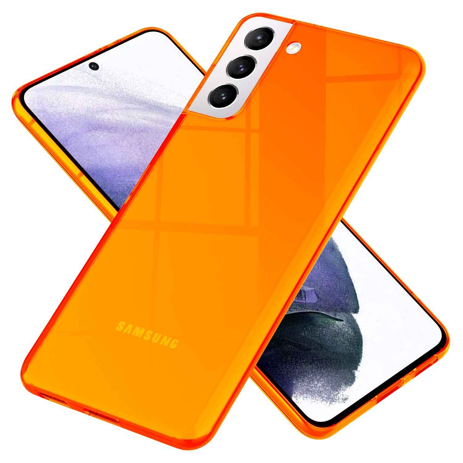 NALIA Neon Handy Hülle für Samsung Galaxy S21+, Transparent Silikon Case Cover