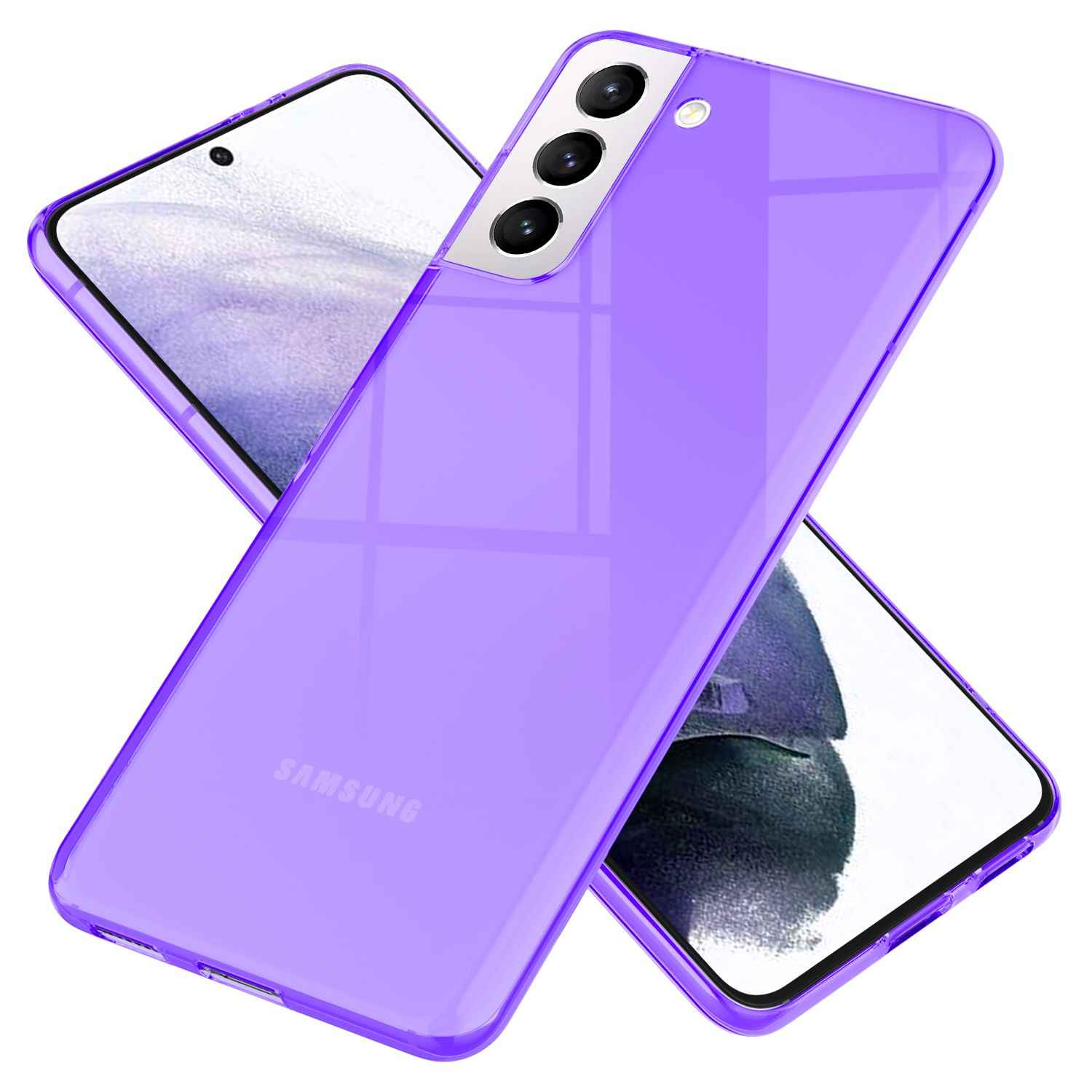 NALIA Neon Handy Hülle für Samsung Galaxy S21+, Transparent Silikon Case Cover