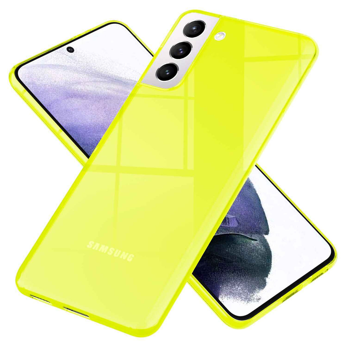 NALIA Neon Handy Hülle für Samsung Galaxy S21+, Transparent Silikon Case Cover