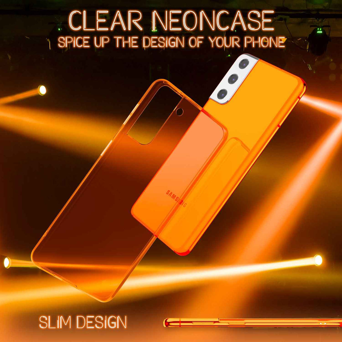 NALIA Neon Handy Hülle für Samsung Galaxy S21+, Transparent Silikon Case Cover