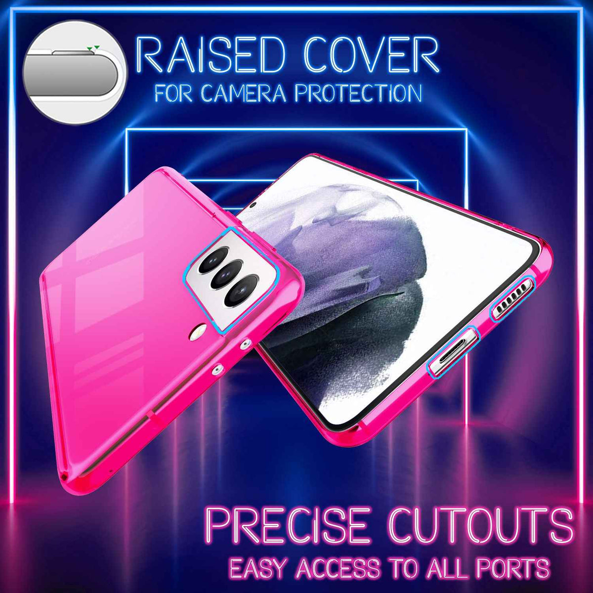 NALIA Neon Handy Hülle für Samsung Galaxy S21+, Transparent Silikon Case Cover