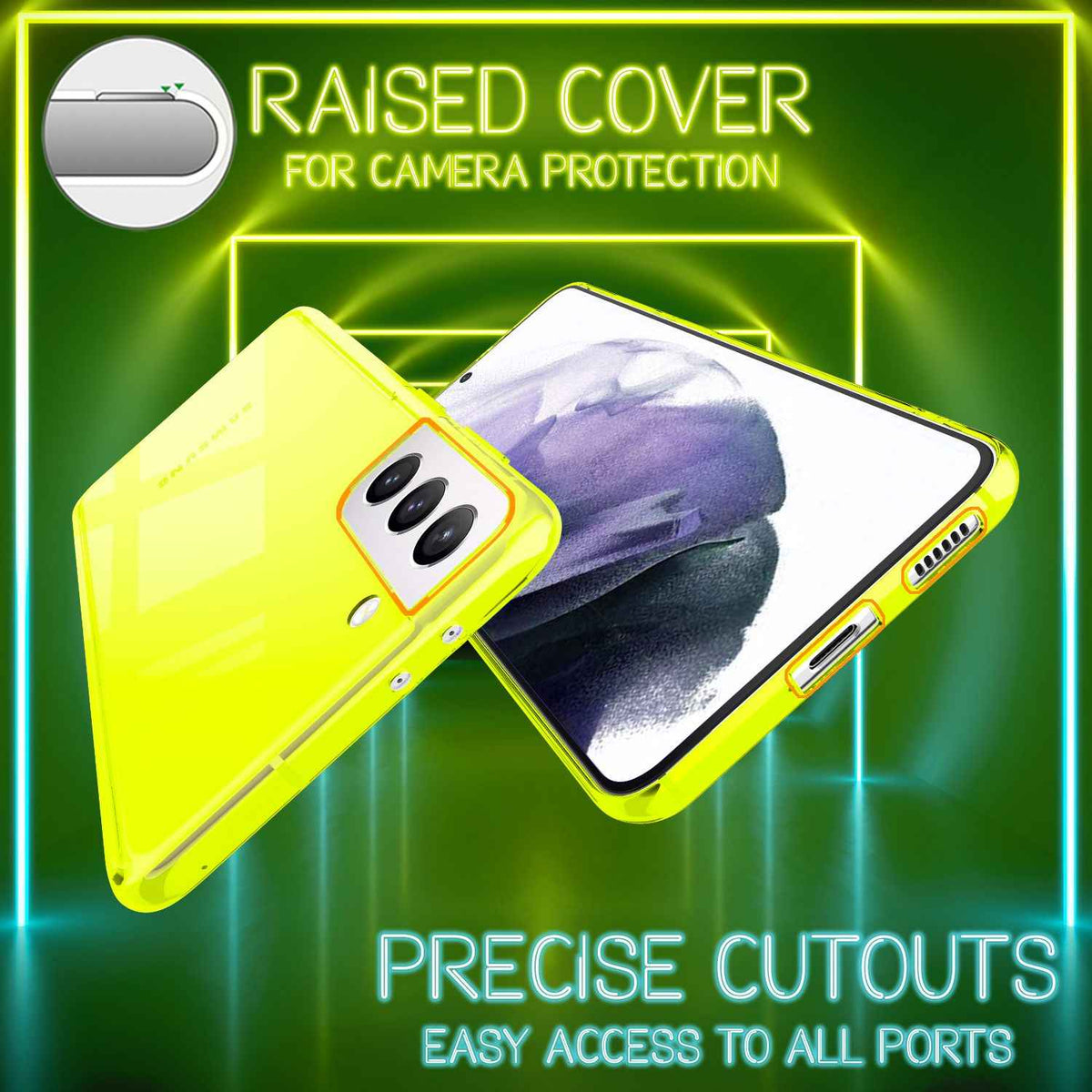 NALIA Neon Handy Hülle für Samsung Galaxy S21+, Transparent Silikon Case Cover