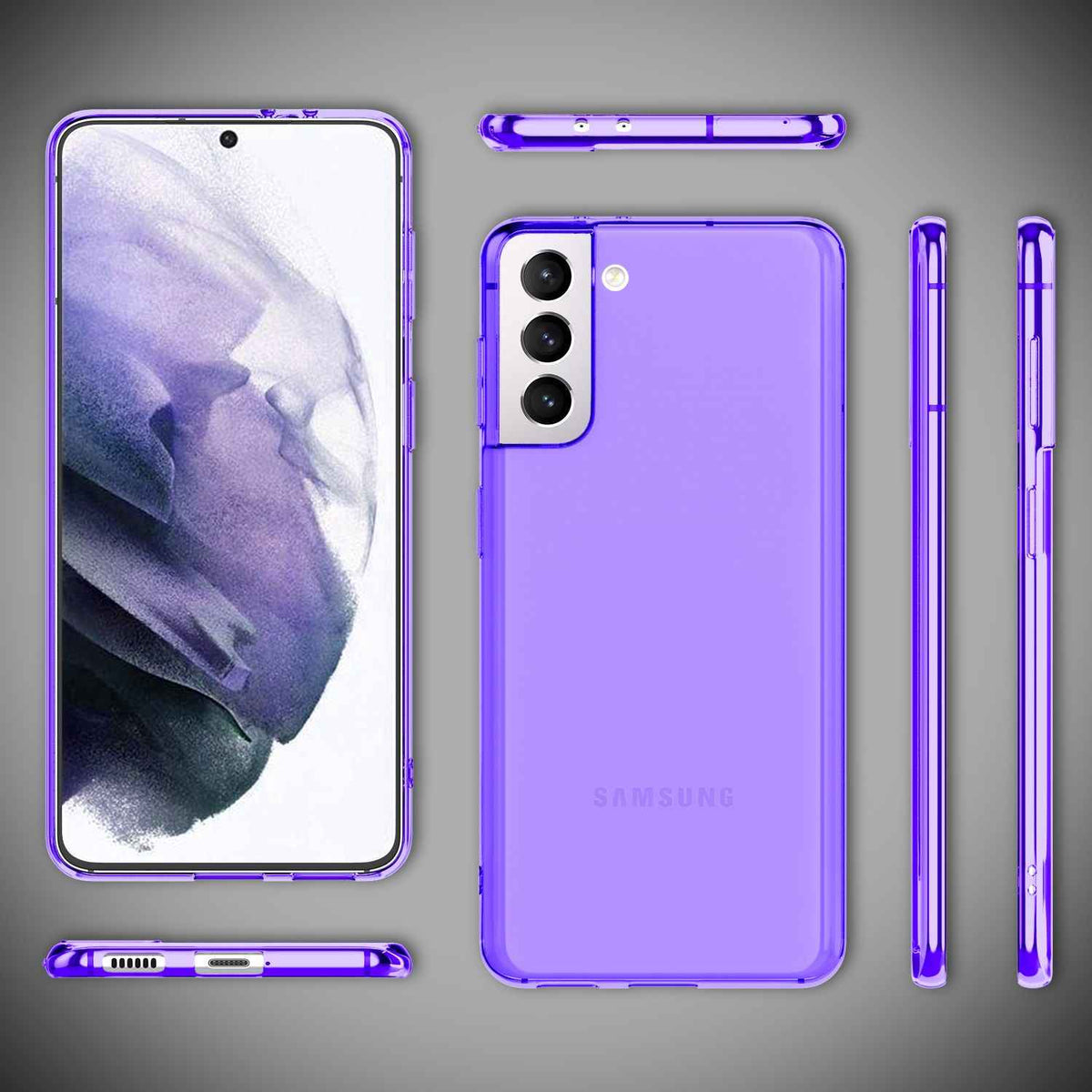 NALIA Neon Handy Hülle für Samsung Galaxy S21+, Transparent Silikon Case Cover