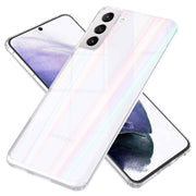 NALIA Hartglas Case für Samsung Galaxy S21+, Transparent Regenbogen Cover Case