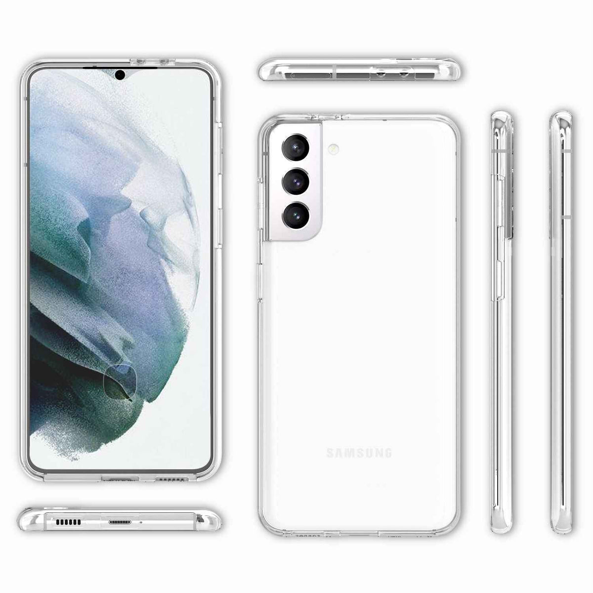 NALIA 360 Grad Handy Hülle für Samsung Galaxy S21, Transparent Cover Case Etui