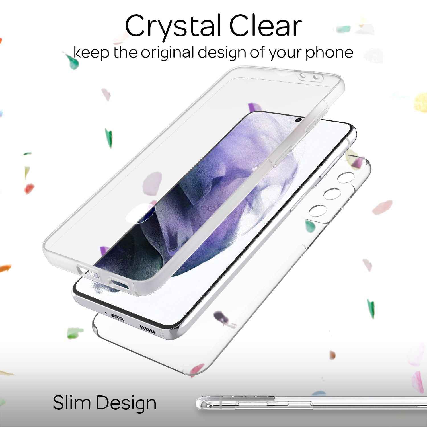 NALIA 360 Grad Handy Hülle für Samsung Galaxy S21 Plus, Transparent Full Cover