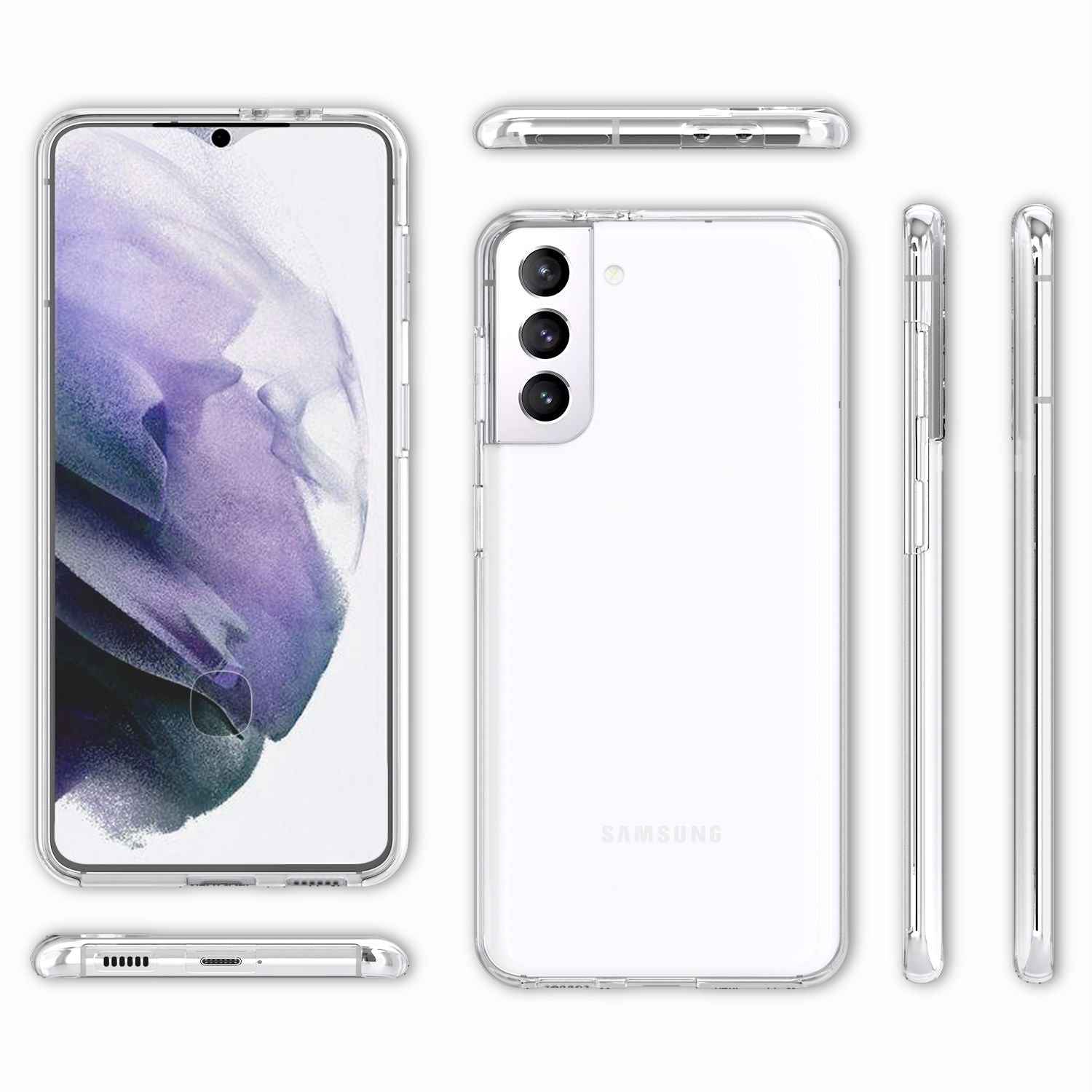 NALIA 360 Grad Handy Hülle für Samsung Galaxy S21 Plus, Transparent Full Cover