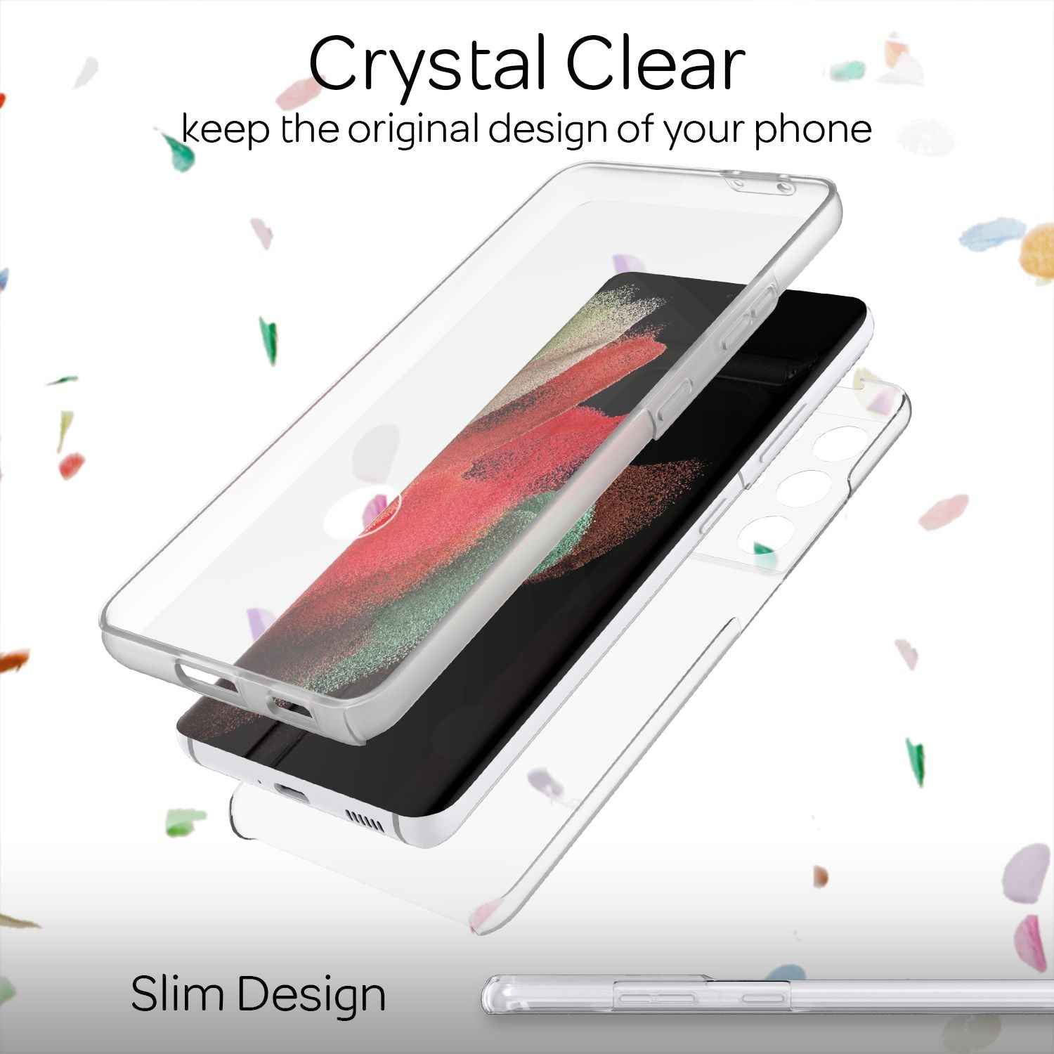 NALIA 360 Grad Handy Hülle für Samsung Galaxy S21 Ultra, Transparenter Komplettschutz