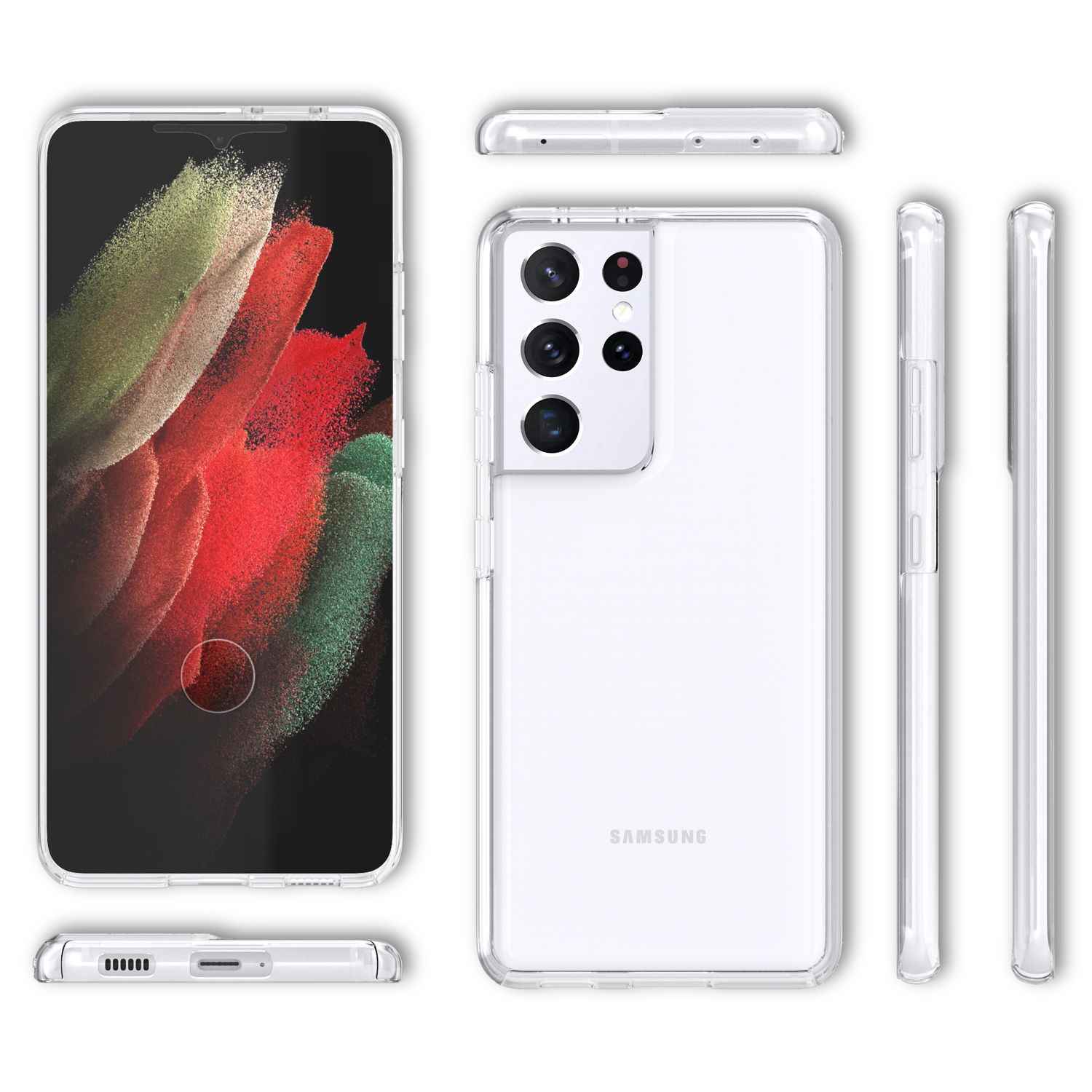 NALIA 360 Grad Handy Hülle für Samsung Galaxy S21 Ultra, Transparenter Komplettschutz