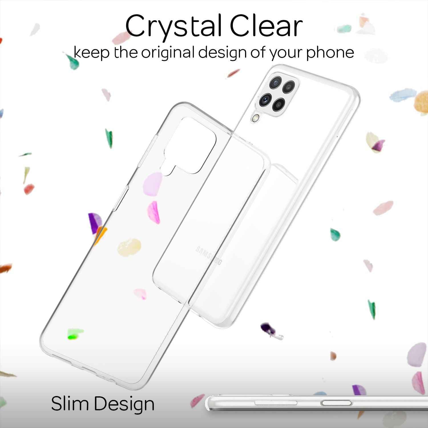 NALIA Klare Silikon Handy Hülle für Samsung Galaxy A22, Transparent Cover Case