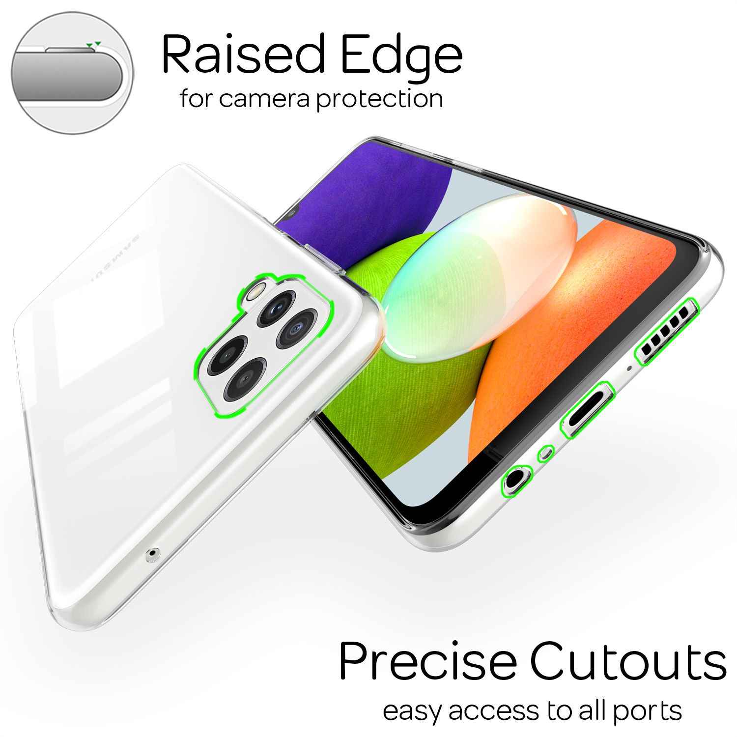 NALIA Klare Silikon Handy Hülle für Samsung Galaxy A22, Transparent Cover Case