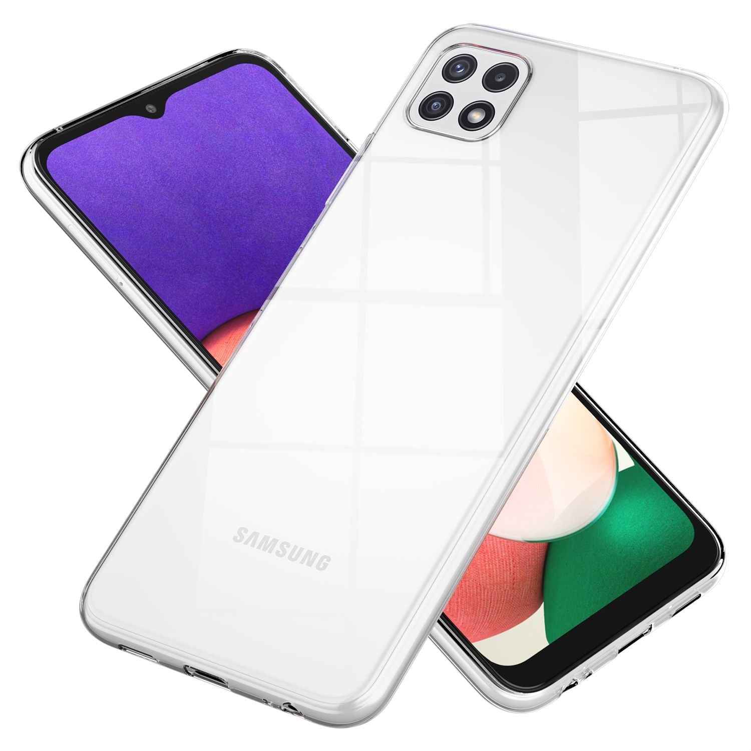 NALIA Silikon Handy Hülle für Samsung Galaxy A22 5G, Transparent Cover Case Klar