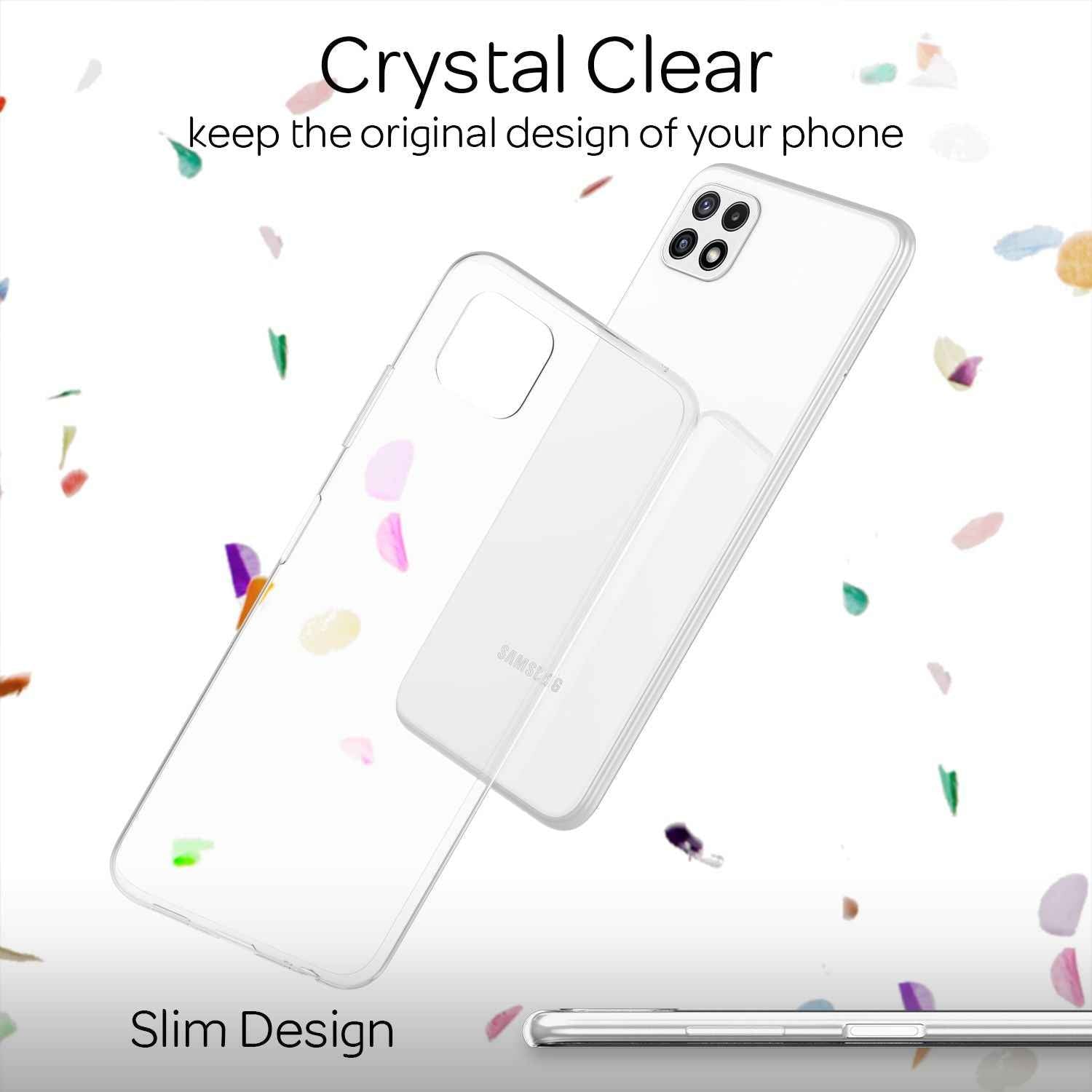 NALIA Silikon Handy Hülle für Samsung Galaxy A22 5G, Transparent Cover Case Klar
