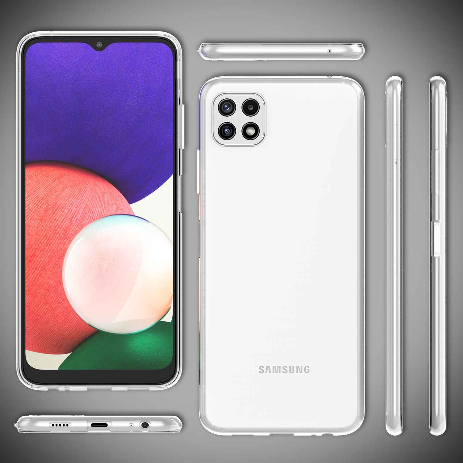 NALIA Silikon Handy Hülle für Samsung Galaxy A22 5G, Transparent Cover Case Klar