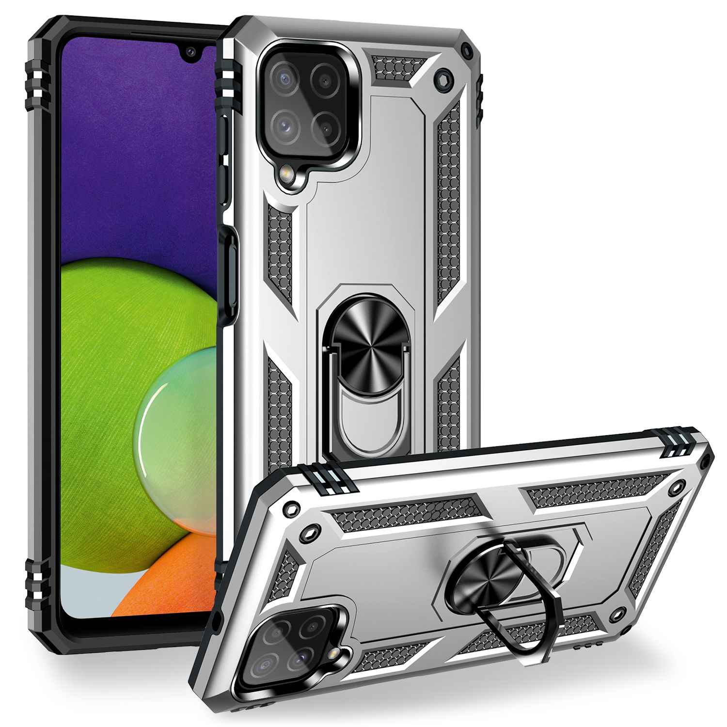 NALIA Military-Style Ringhülle für Samsung Galaxy A22, Extrem Schützend Stoßfest