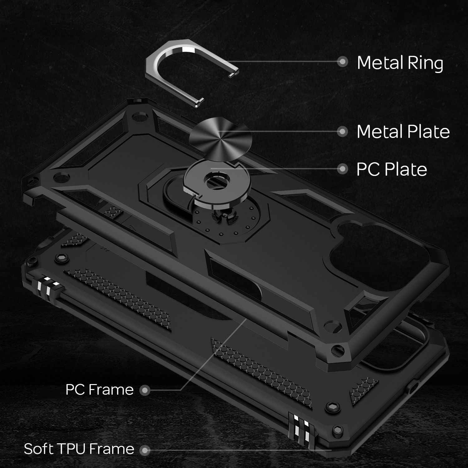 NALIA Military-Style Ringhülle für Samsung Galaxy A22, Extrem Schützend Stoßfest