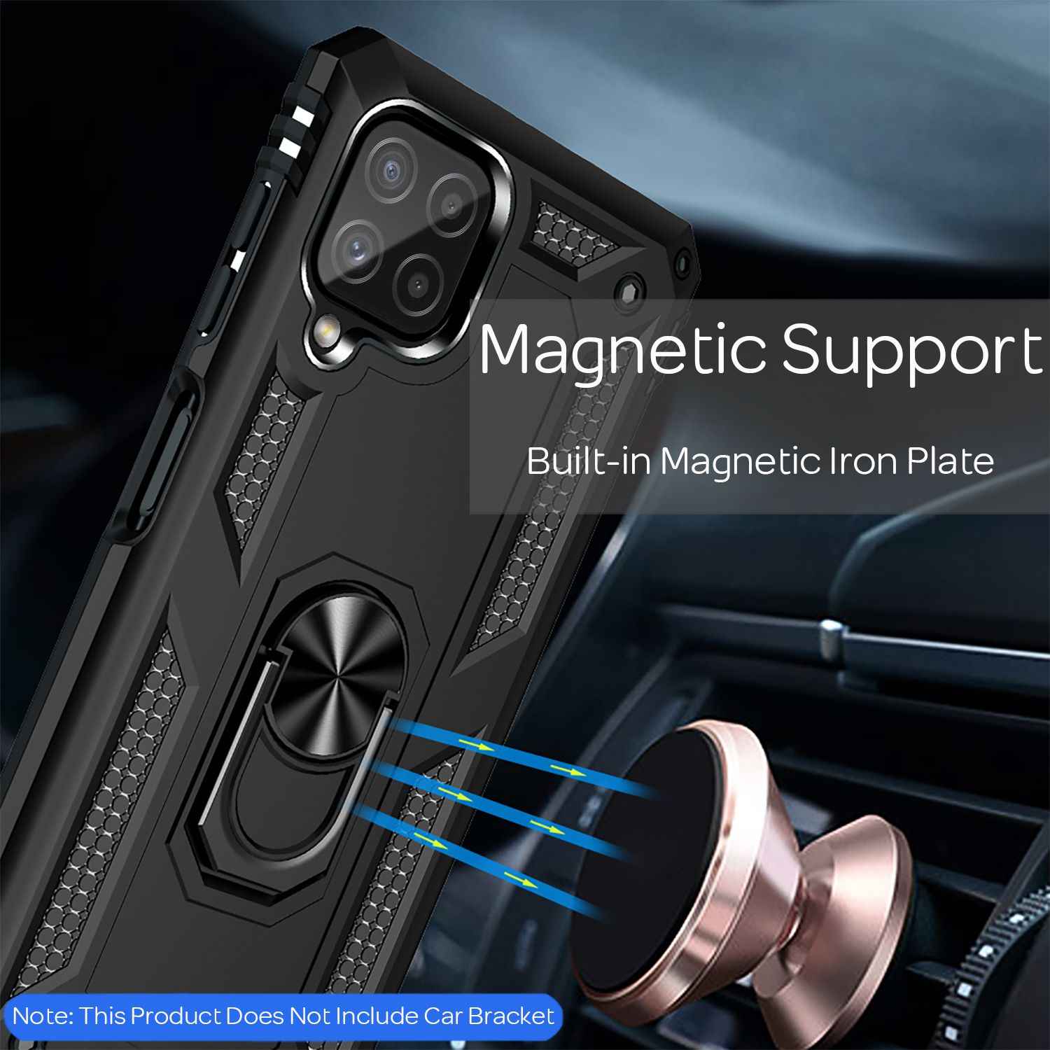 NALIA Military-Style Ringhülle für Samsung Galaxy A22, Extrem Schützend Stoßfest