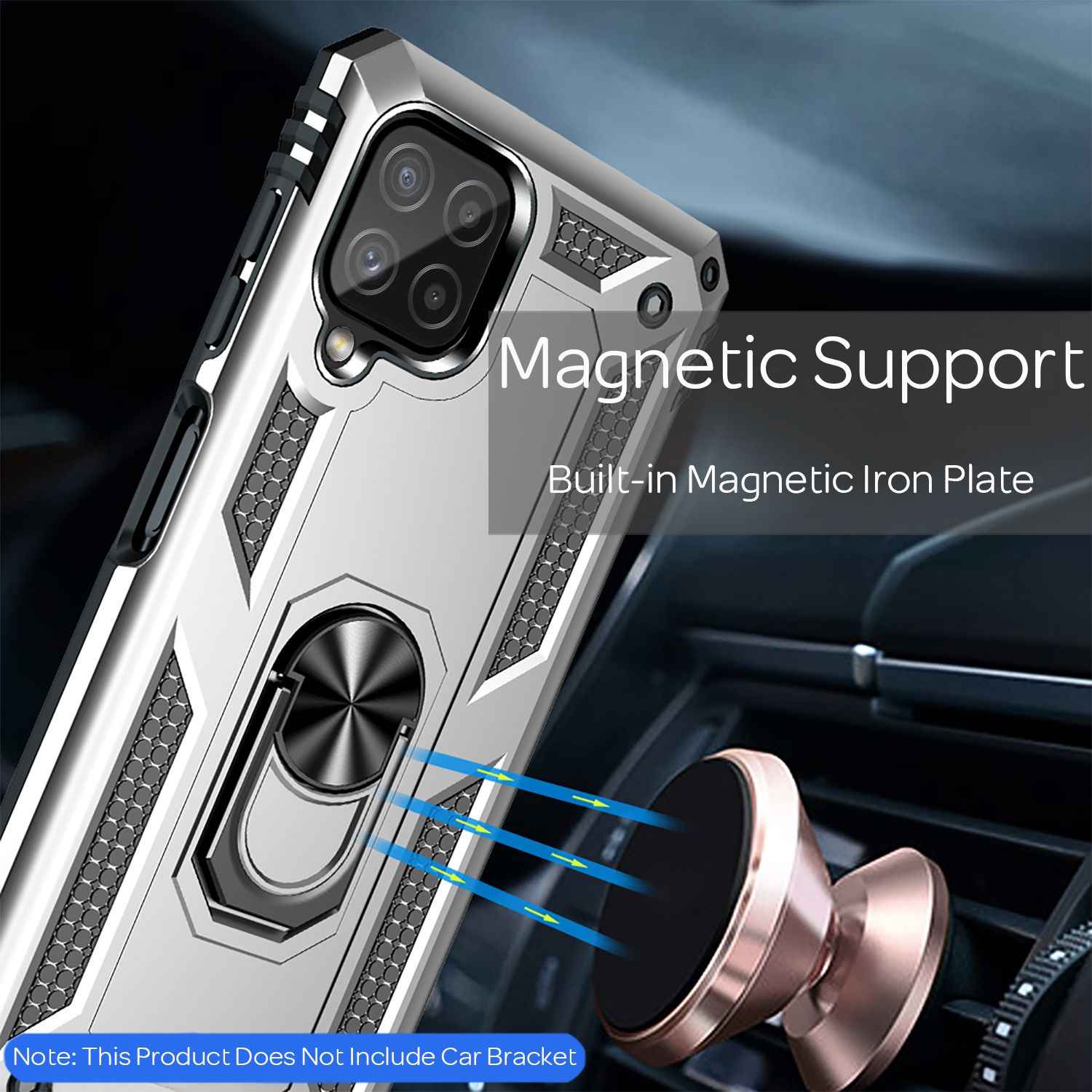 NALIA Military-Style Ringhülle für Samsung Galaxy A22, Extrem Schützend Stoßfest