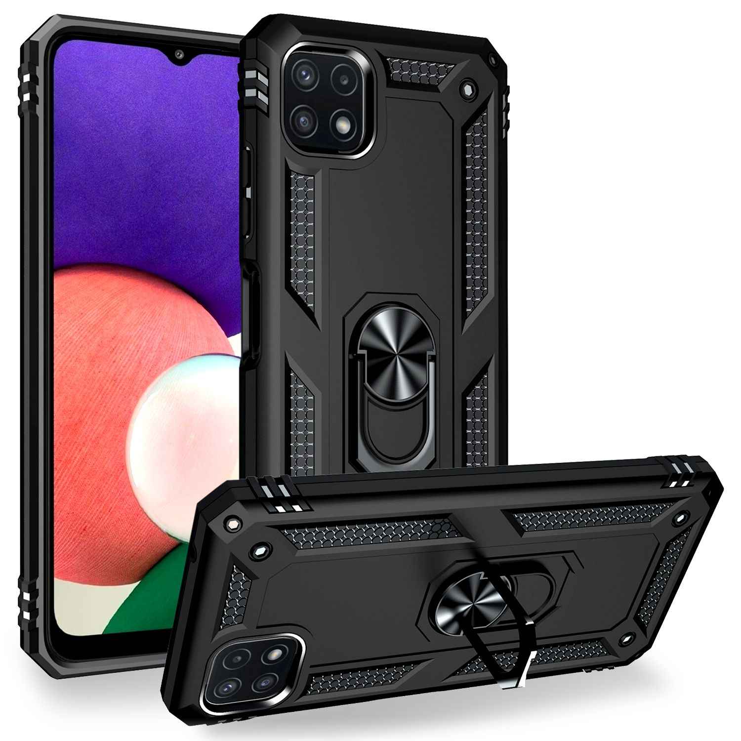 NALIA Military-Style Ringhülle für Samsung Galaxy A22 5G, Extrem Schützend Robust