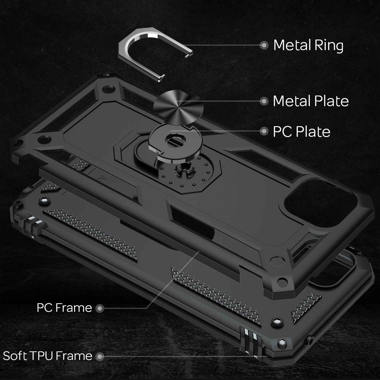 NALIA Military-Style Ringhülle für Samsung Galaxy A22 5G, Extrem Schützend Robust