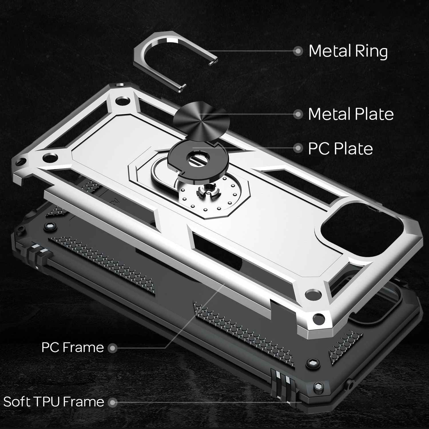 NALIA Military-Style Ringhülle für Samsung Galaxy A22 5G, Extrem Schützend Robust