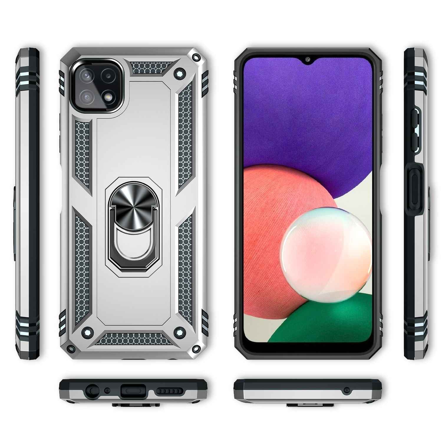 NALIA Military-Style Ringhülle für Samsung Galaxy A22 5G, Extrem Schützend Robust