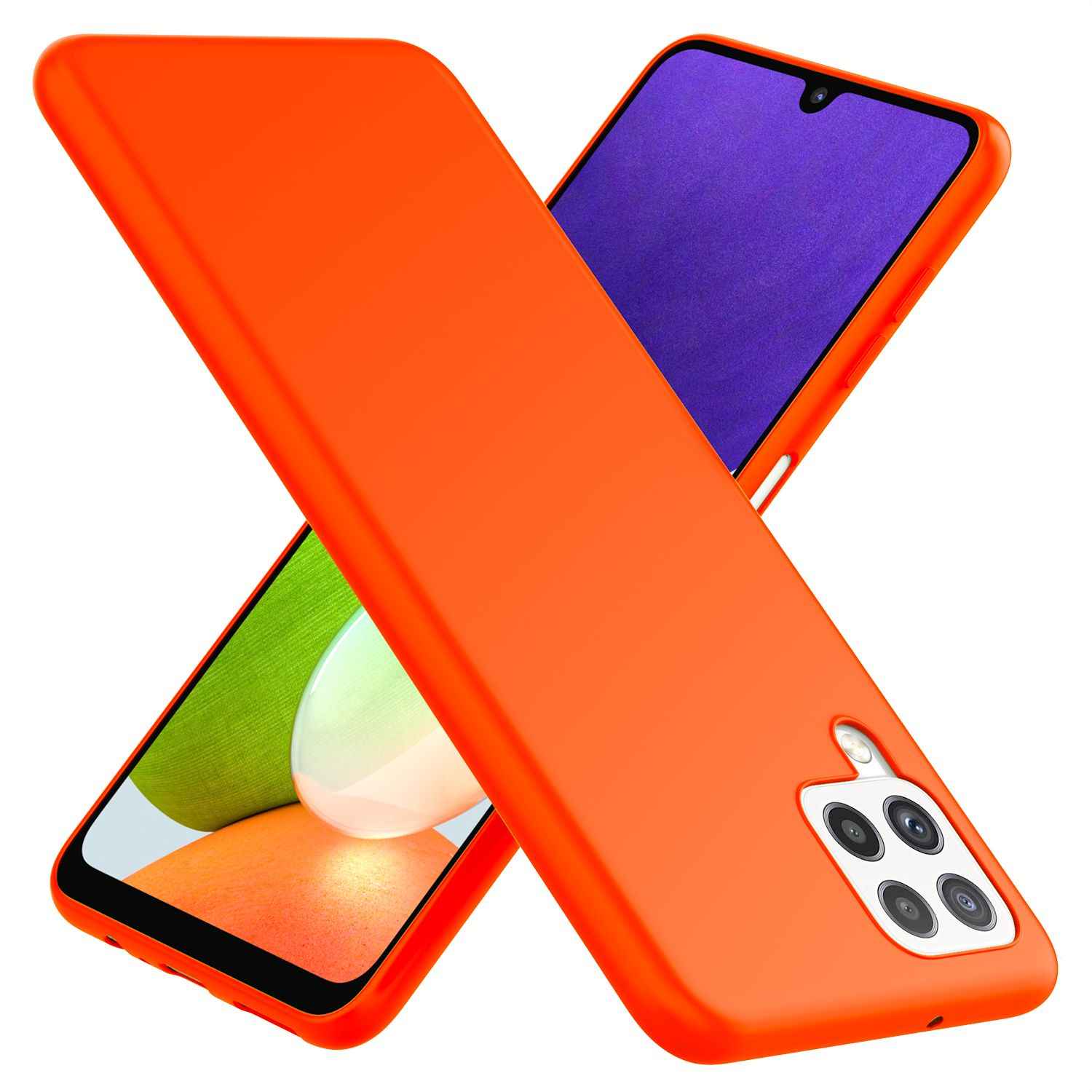 NALIA Bunte Neon Silikonhülle für Samsung Galaxy A22, Intensive Farbe Rutschfest Samtig Gummiert