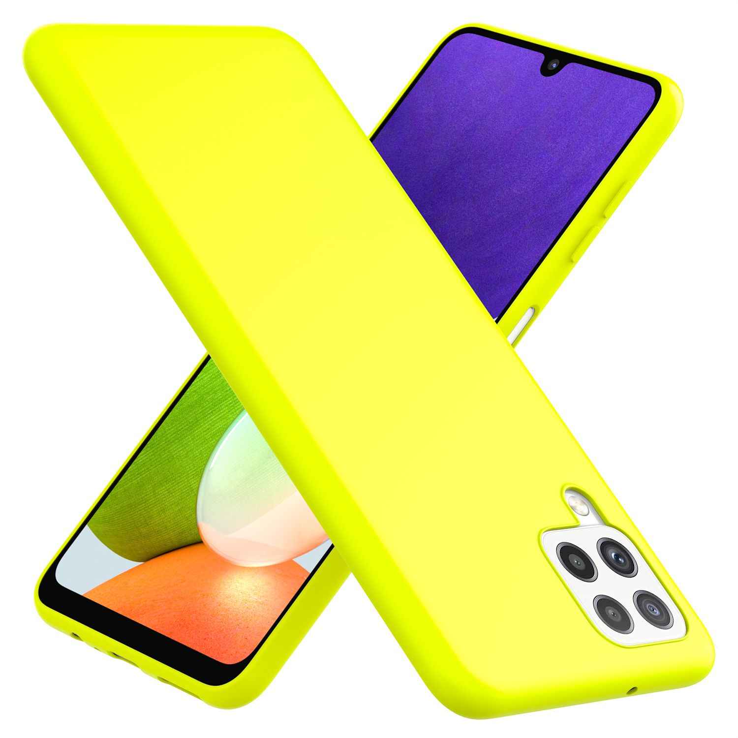 NALIA Bunte Neon Silikonhülle für Samsung Galaxy A22, Intensive Farbe Rutschfest Samtig Gummiert