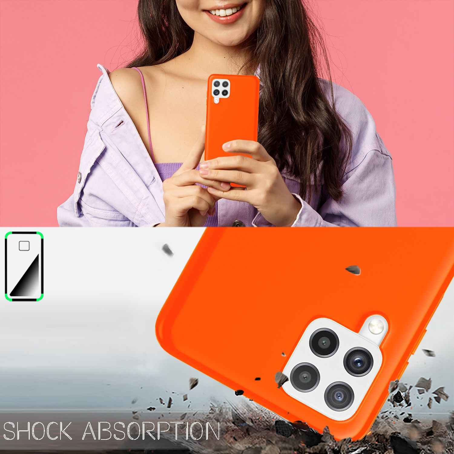NALIA Bunte Neon Silikonhülle für Samsung Galaxy A22, Intensive Farbe Rutschfest Samtig Gummiert