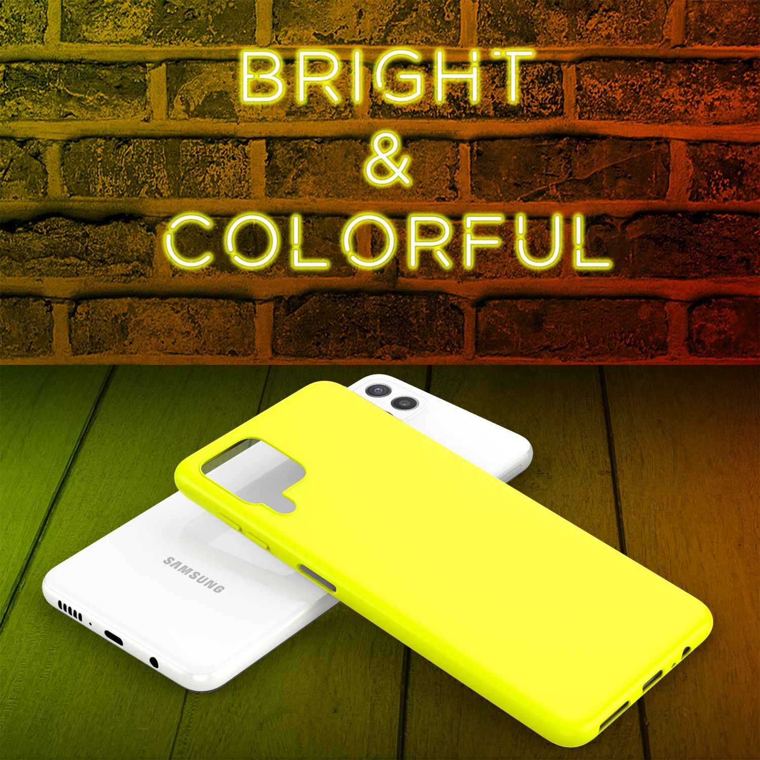 NALIA Bunte Neon Silikonhülle für Samsung Galaxy A22, Intensive Farbe Rutschfest Samtig Gummiert