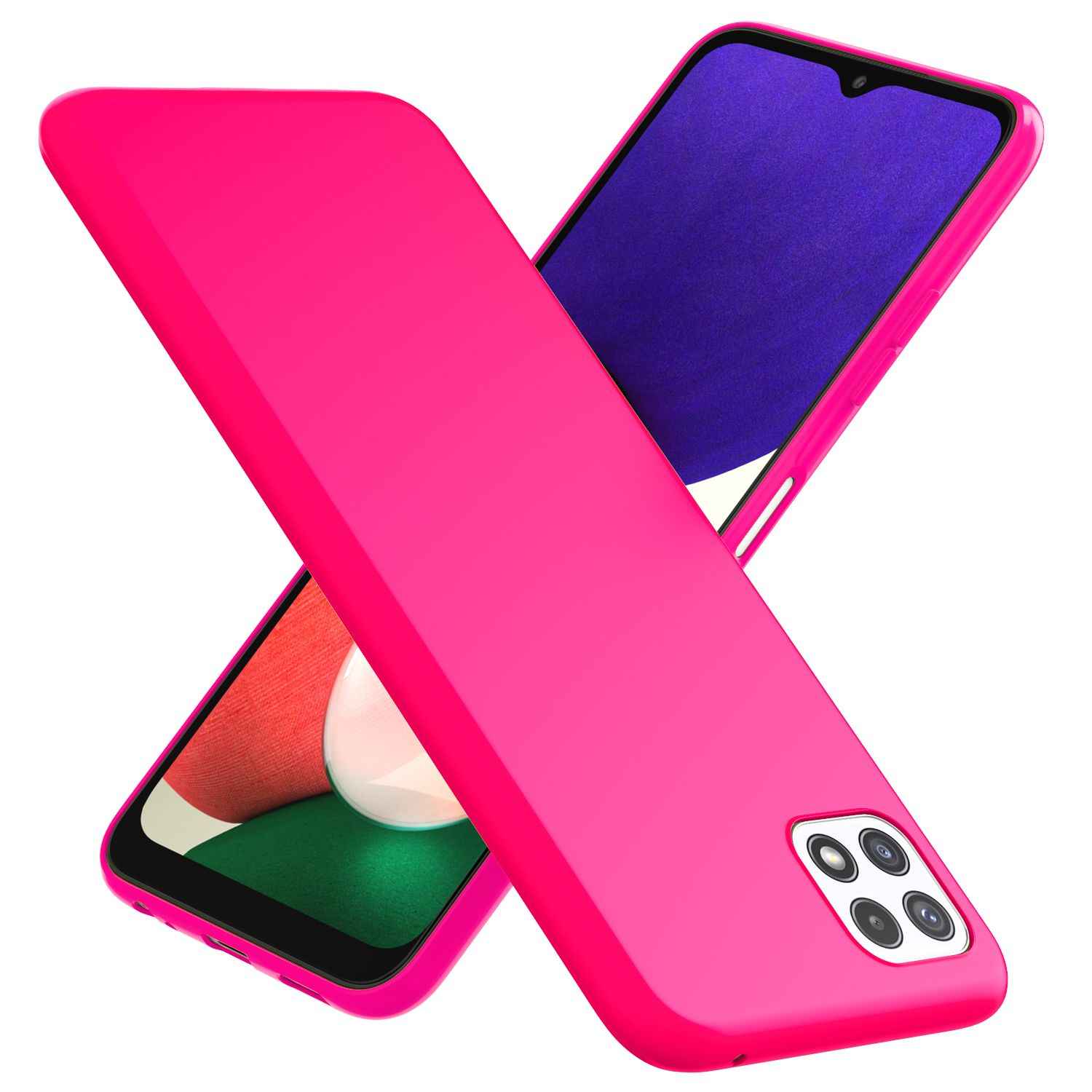 NALIA Bunte Neon Silikonhülle für Samsung Galaxy A22 5G, Intensive Farbe Rutschfest Samtig Gummiert