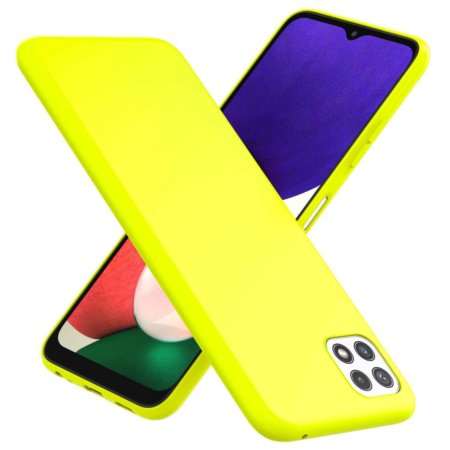 NALIA Bunte Neon Silikonhülle für Samsung Galaxy A22 5G, Intensive Farbe Rutschfest Samtig Gummiert