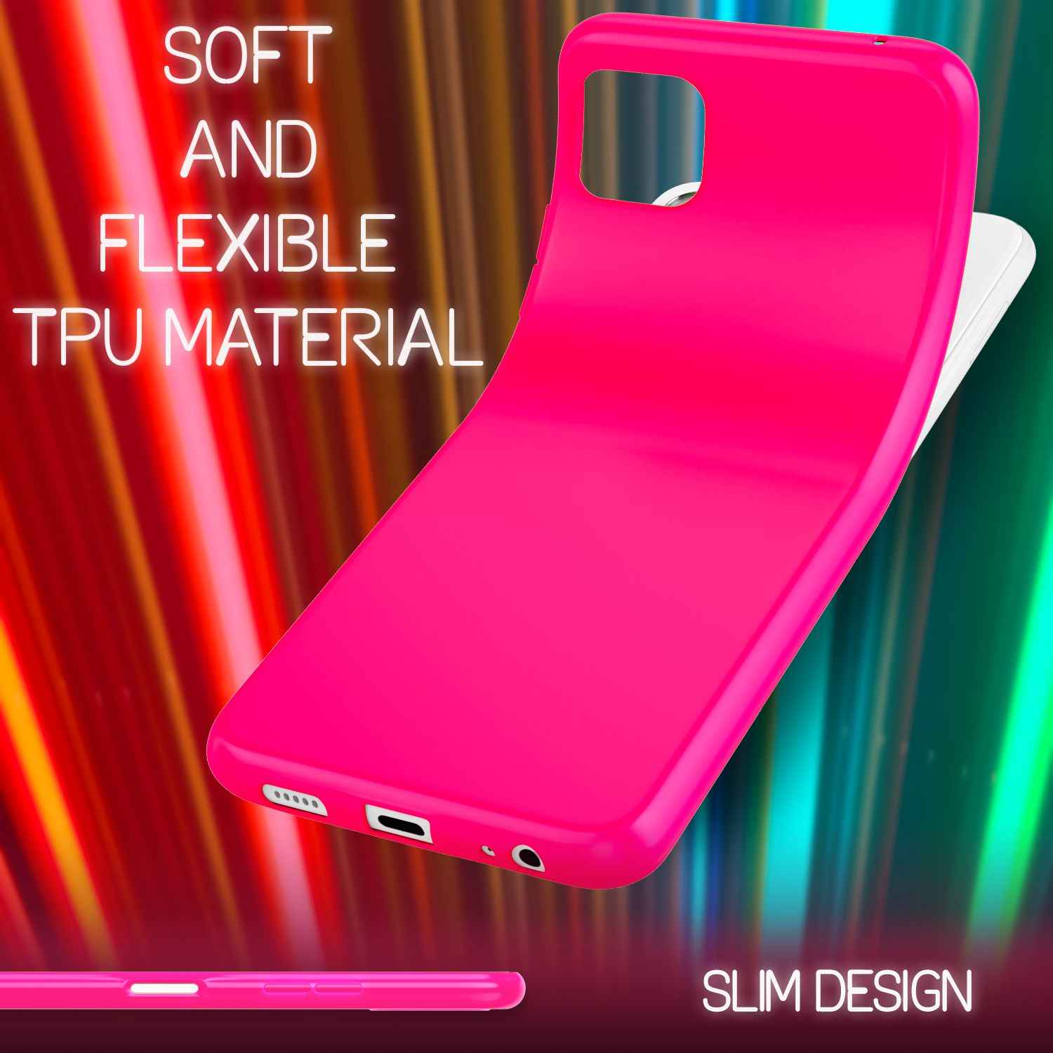 NALIA Bunte Neon Silikonhülle für Samsung Galaxy A22 5G, Intensive Farbe Rutschfest Samtig Gummiert