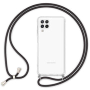 NALIA Handyhülle mit Kette für Samsung Galaxy A22, Transparente Schutzhülle & Handy-Schnur, Robust Vergilbungsfrei Klar