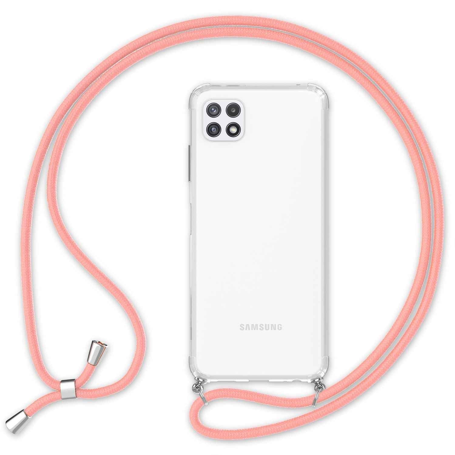NALIA Handyhülle mit Kette für Samsung Galaxy A22 5G, Transparente Schutzhülle & Handy-Schnur, Robust