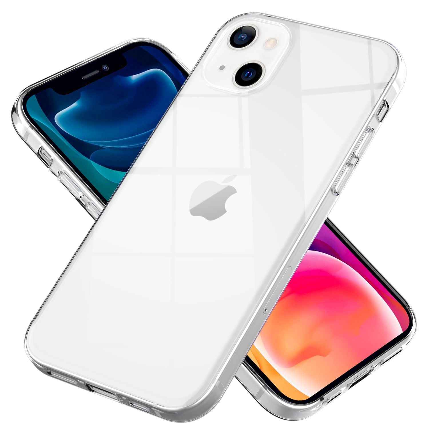 NALIA Silikon Handy Hülle für iPhone 13, Transparent Durchsichtig Cover Case