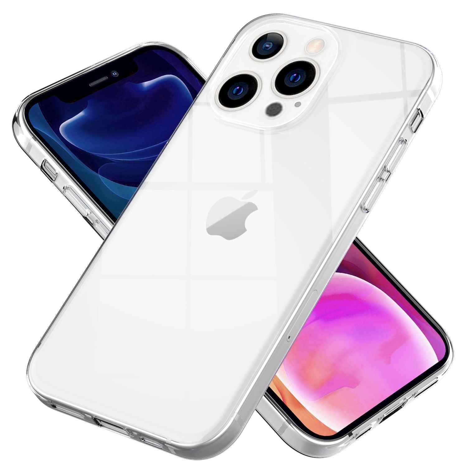 NALIA Silikon Handy Hülle für iPhone 13 Pro Max, Transparent Cover Case Bumper