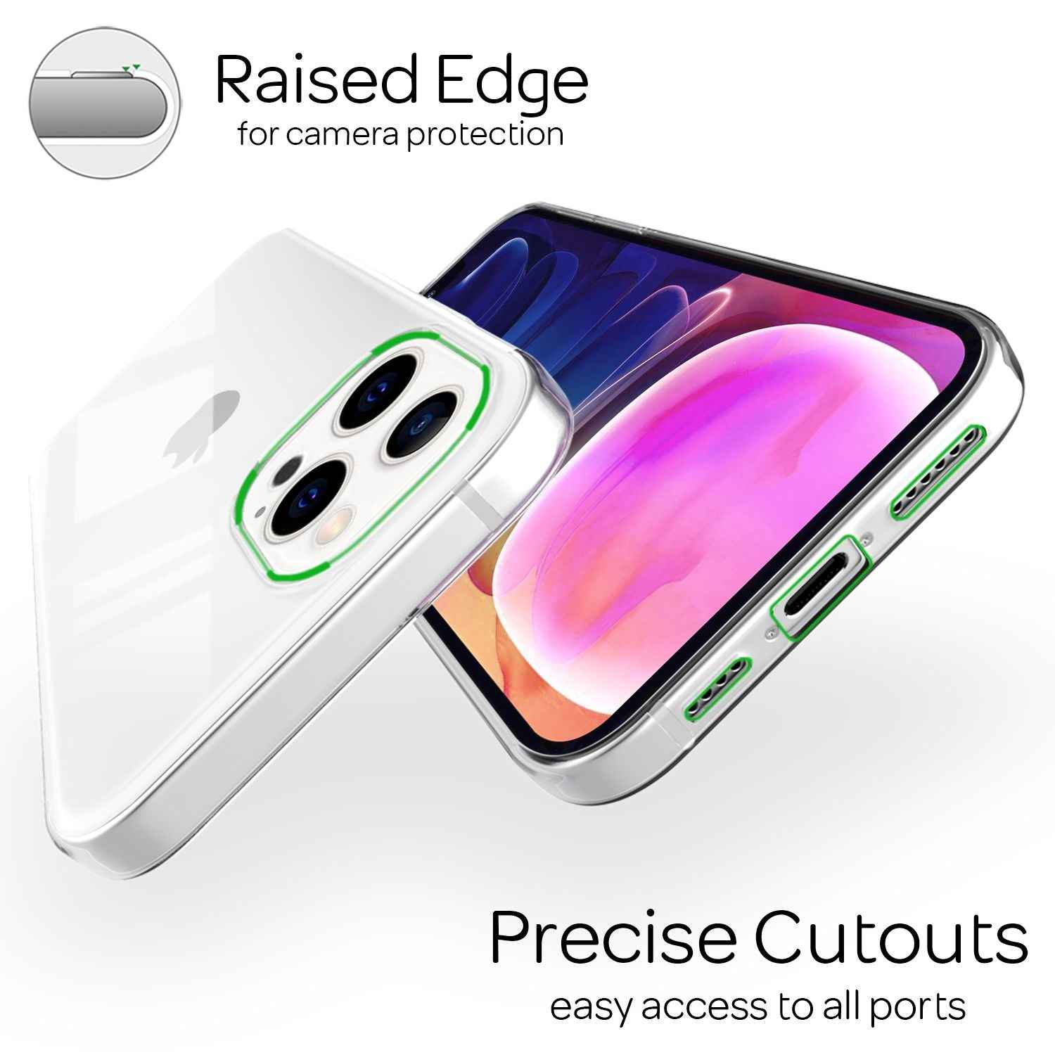 NALIA Silikon Handy Hülle für iPhone 13 Pro Max, Transparent Cover Case Bumper