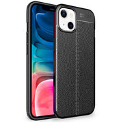 NALIA Leder Look Hülle für iPhone 13 Mini, Schwarze Silikonhülle Anti-Fingerabdruck Rutschfest Kratzfest