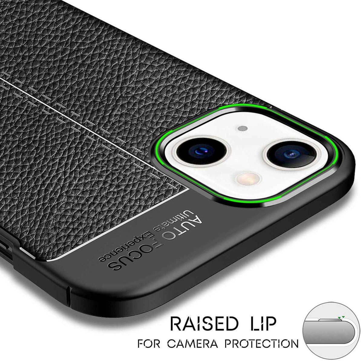 NALIA Leder Look Hülle für iPhone 13 Mini, Schwarze Silikonhülle Anti-Fingerabdruck Rutschfest Kratzfest