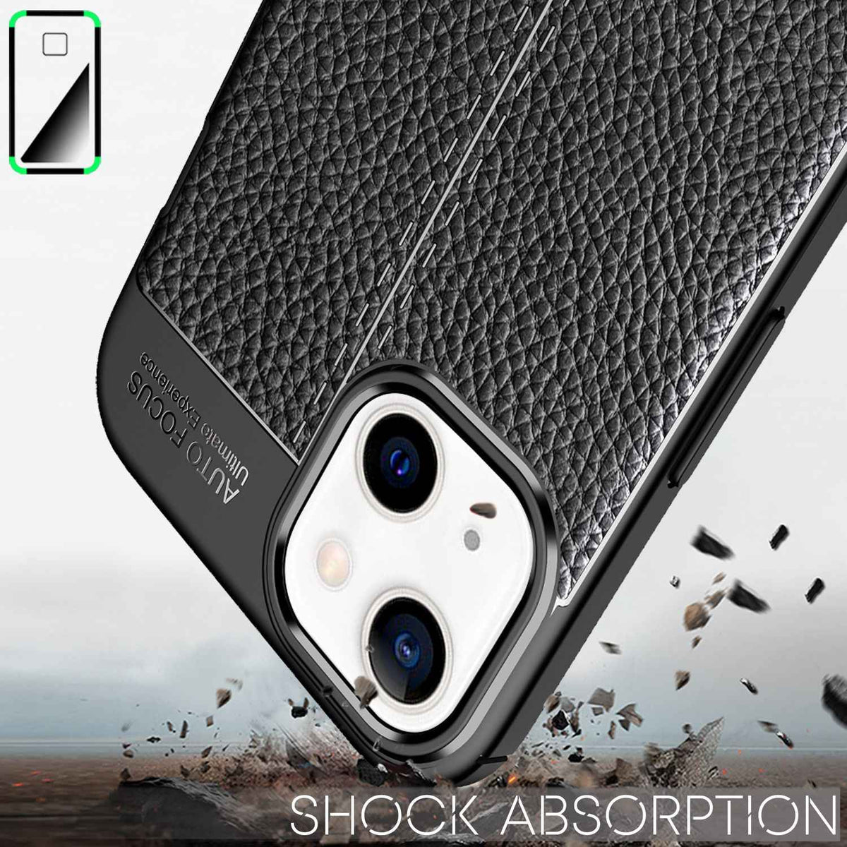 NALIA Leder Look Hülle für iPhone 13 Mini, Schwarze Silikonhülle Anti-Fingerabdruck Rutschfest Kratzfest